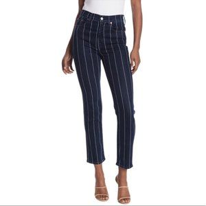 ETICA Denim Ethically Made Finn Stripe Dark Wash Straight Leg Jeans 28 NEW $175